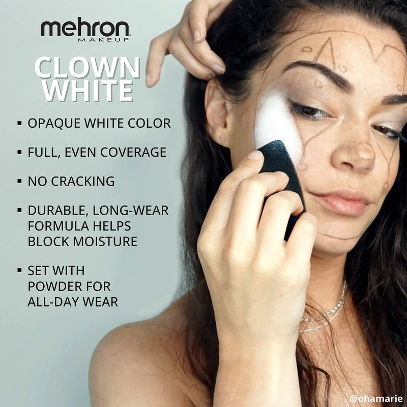 Mehron Makeup Clown White Professional Face Paint Cream Makeup | White Face Paint Makeup for Stage, Film, Cosplay, & Mime | Halloween Clown Makeup 16 oz (453g) 16 Ounce